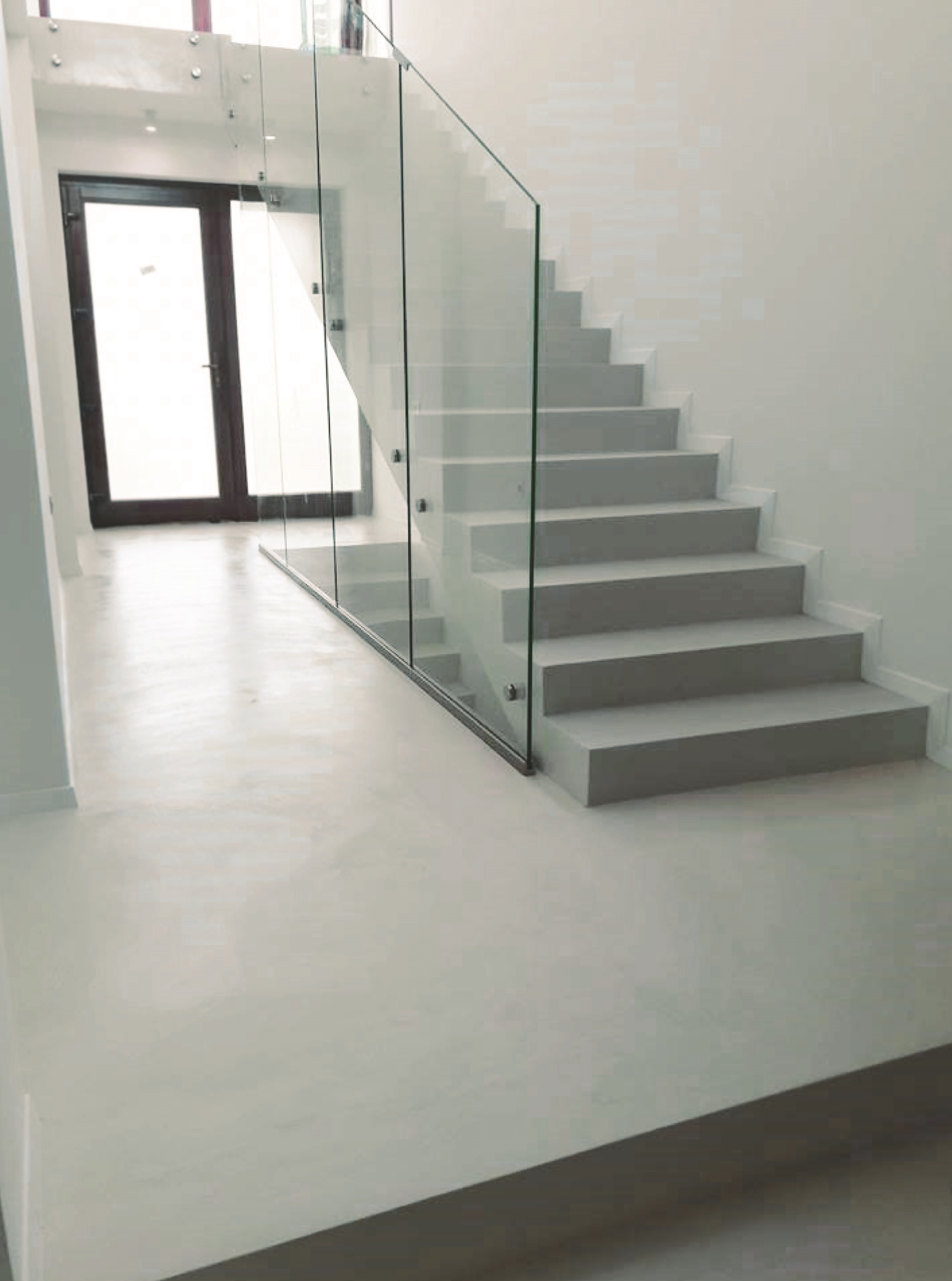 Concrete stairs coating, grey modern