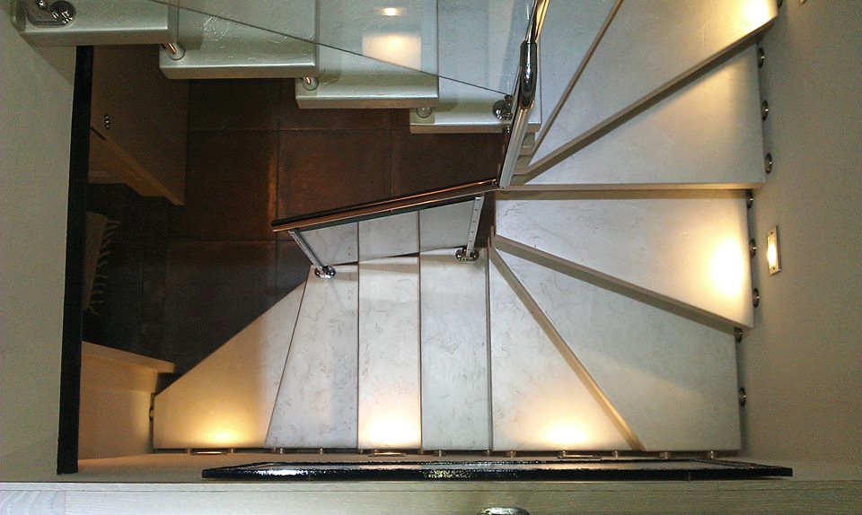 Concrete cantilevered stair coating
