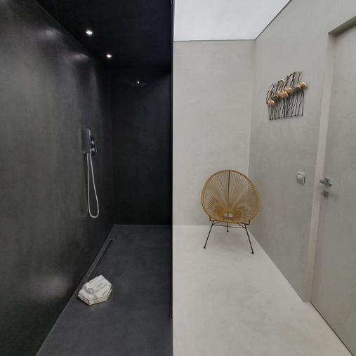 Resin coating for bathroom black and white elegant